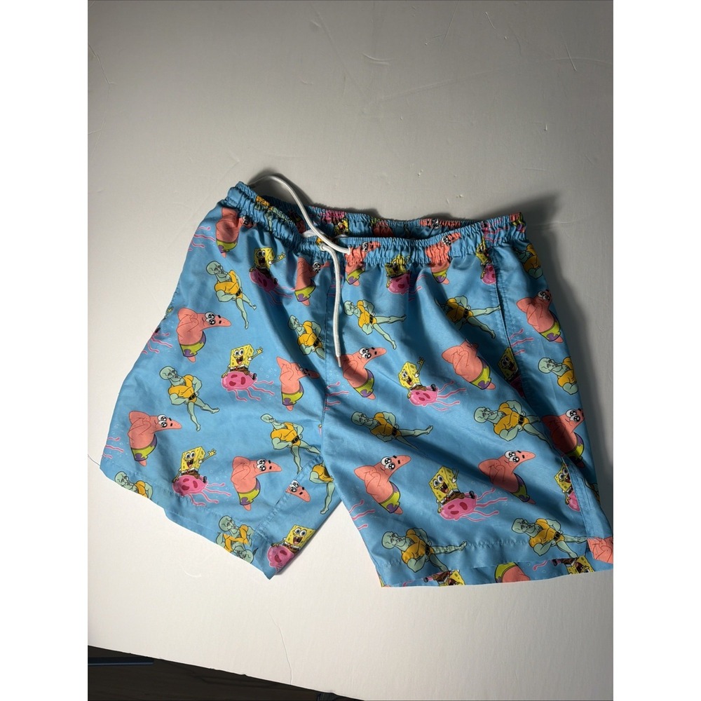 SpongeBob SquarePants Men's Swim Trunks - Size L- "Handsome Squidward" Print